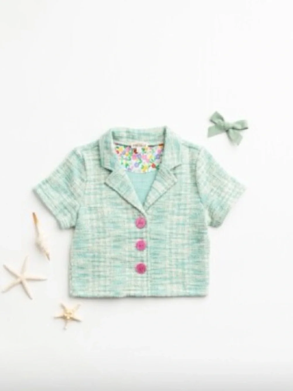 Finding Foxtale Mint Tweed Short Jacket Brunch Blazer Top . Size 2